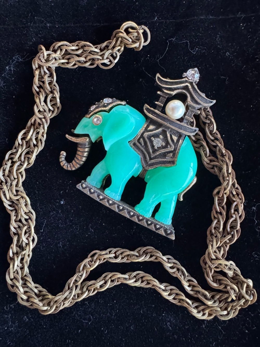 Vintage Hattie Carnegie  Elephant Pendant Necklace